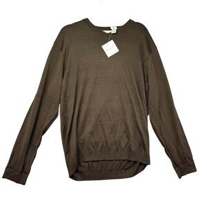 Concepts by Claiborne Sweater Mens Extra Large Brown Striped Long Sleeve Stretch